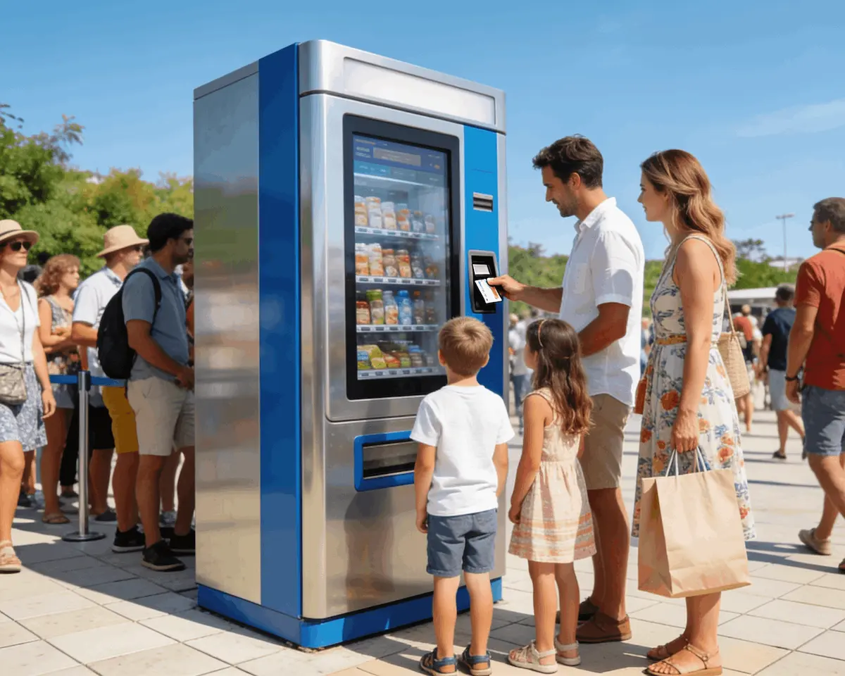 Ultimate vending machine guide – family using a modern outdoor vending machine