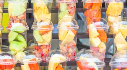 Fresh fruit in a cold snack vending machine