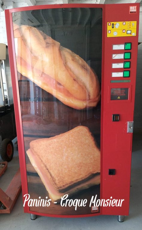 Vending machine of paninis croque monsieur kebabs